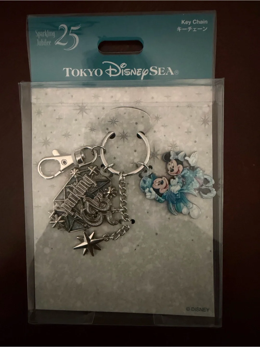 Disney Sea 25th Anniversary Sparkling Jubilee Keychain Mickey & Minnie Unopened